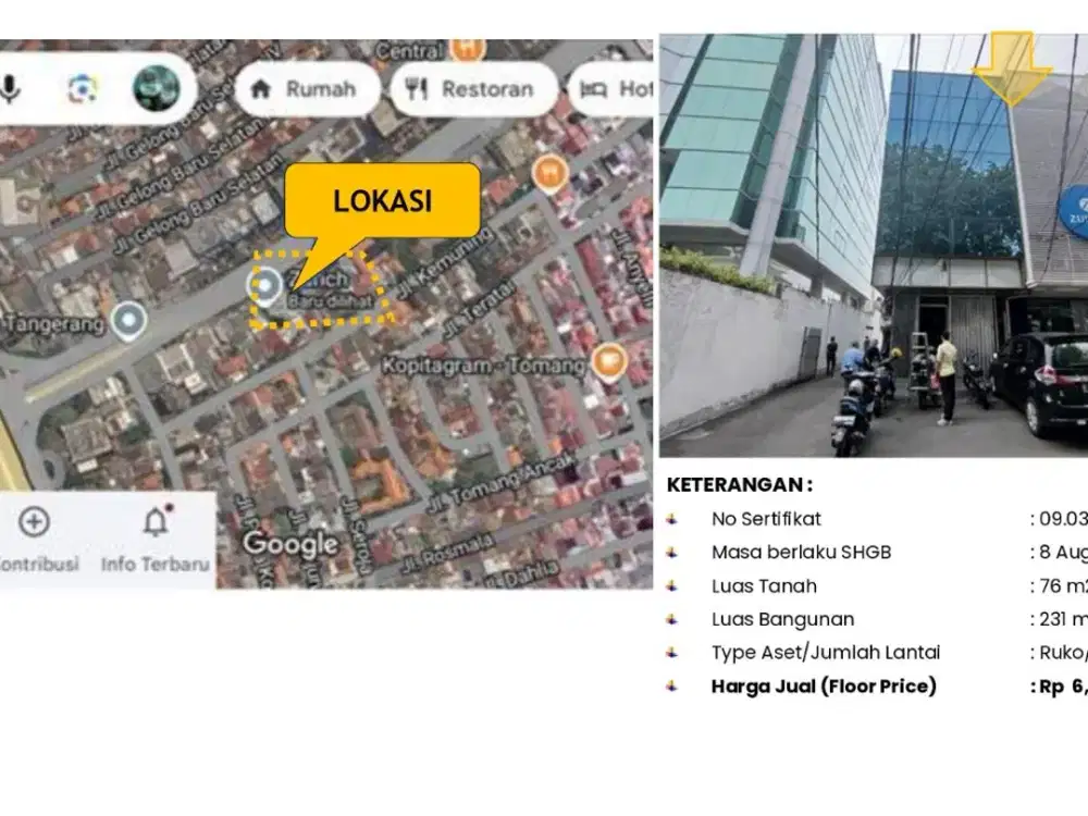 Jual Ruko di Tomang Jakarta Barat