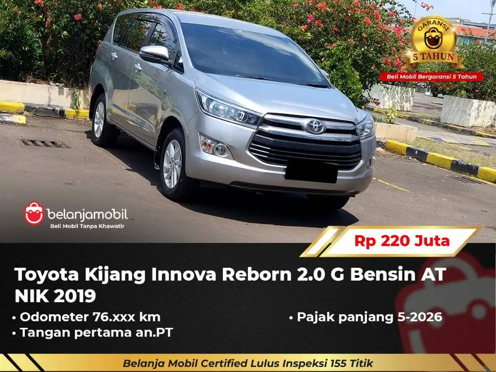 [ GARANSI 5TH ] Toyota Kijang Innova Reborn 2.0 G Bensin AT 2019/2020