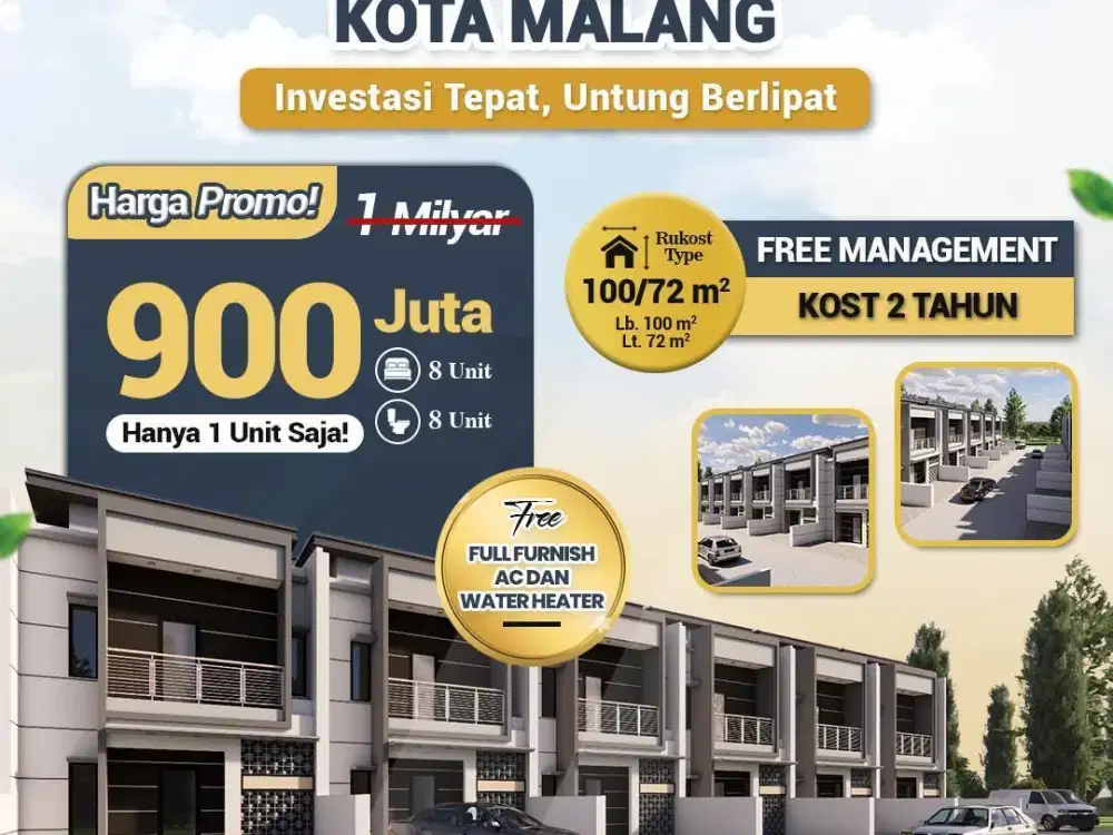 RUMAH KOS BELAKANG KAMPUS MUHAMADYAH KOTA MALANG