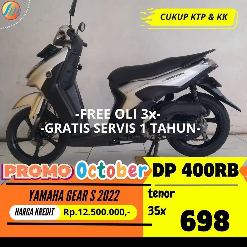 DP PROMO 400RIBU YAMAHA GEAR S 2022 BERGARANSI PAJAK PANJANG FREE OLI