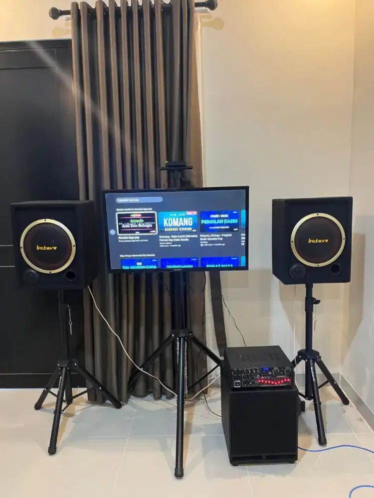 PAKET 1 SET KARAOKE KUMPLIT SAMA TV ANDROID (BLUETOOTH) TINGGAL NYANYI