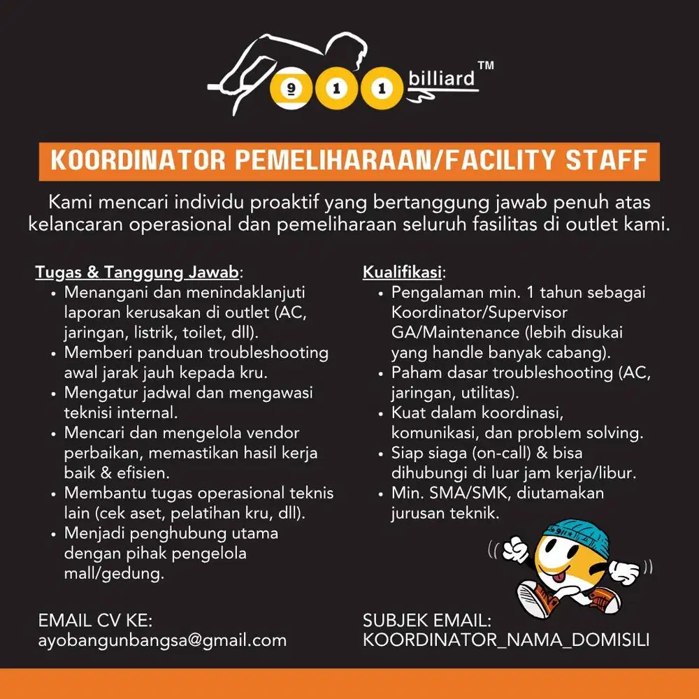 Lowongan Pekerjaan Facility Staff