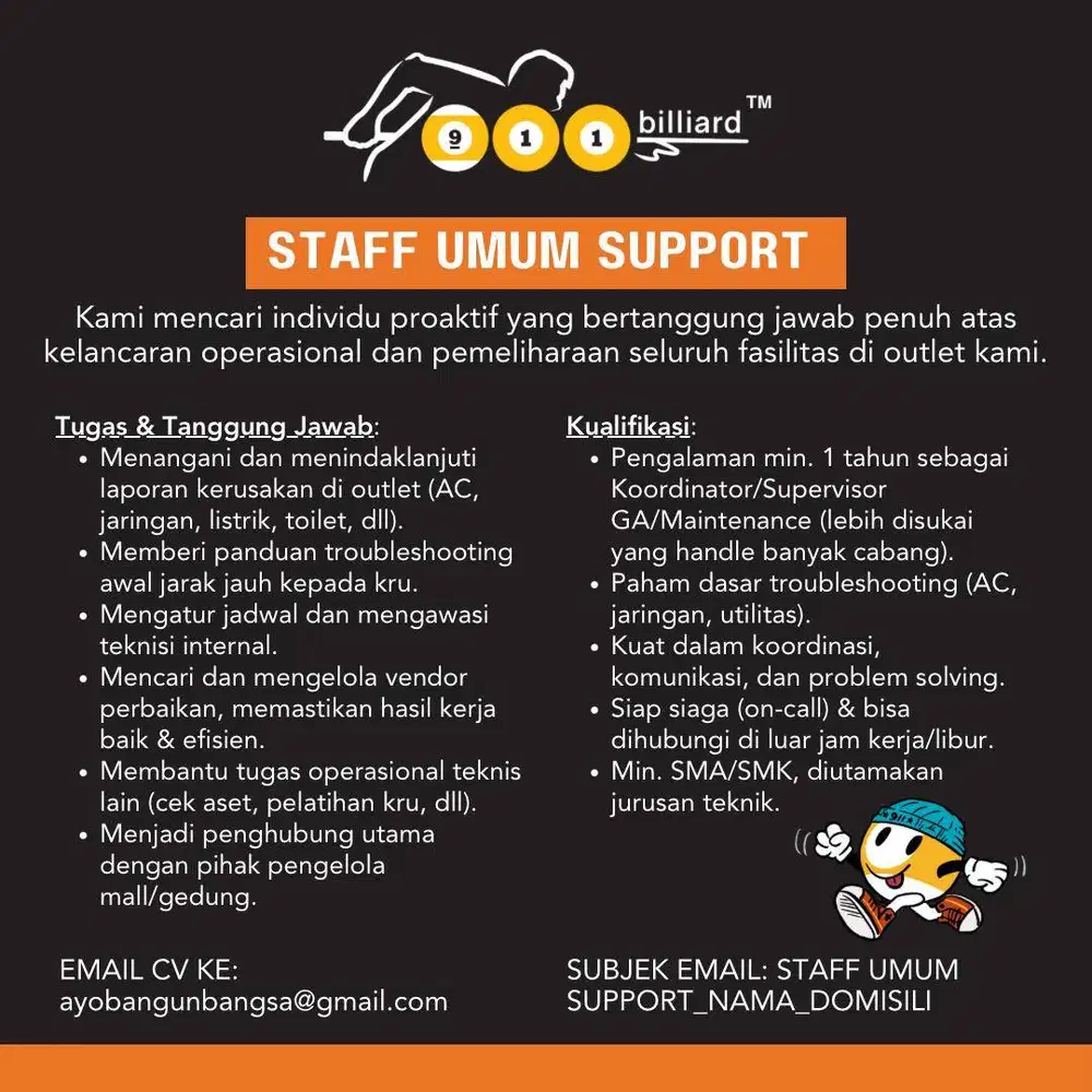Lowongan Pekerjaan Staff Umum Support
