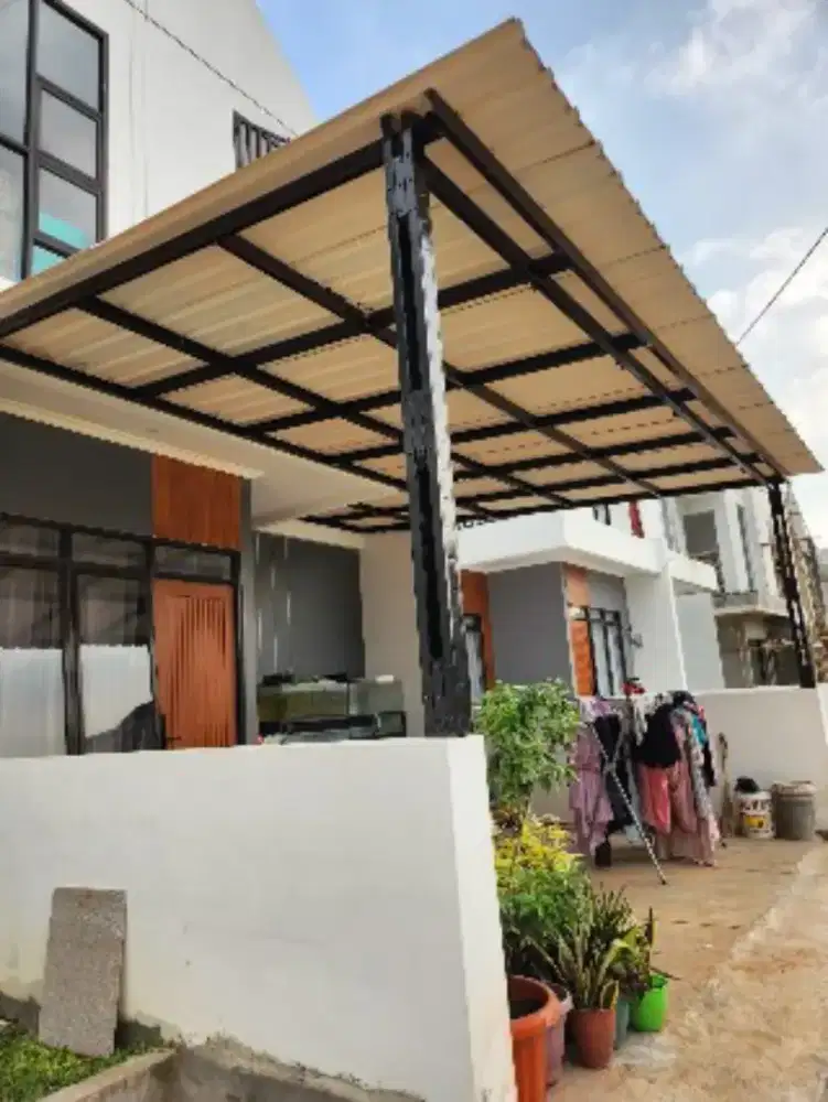 Kanopi baja ringan atap alderon, spandek pasir dan polos