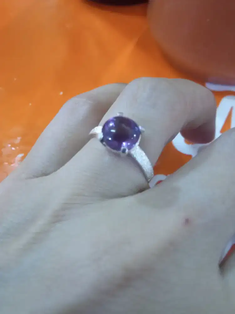 Dijual Batu Bungur TB super clean mewah ring perak size 7