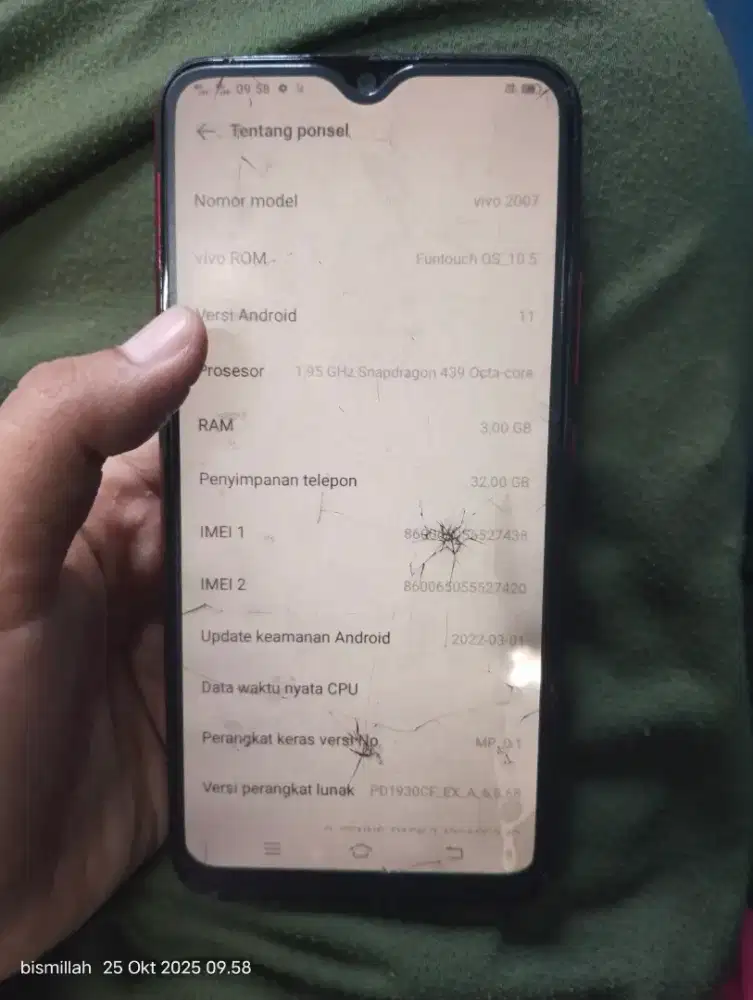 Vivo y12i 3/32 minus HP only