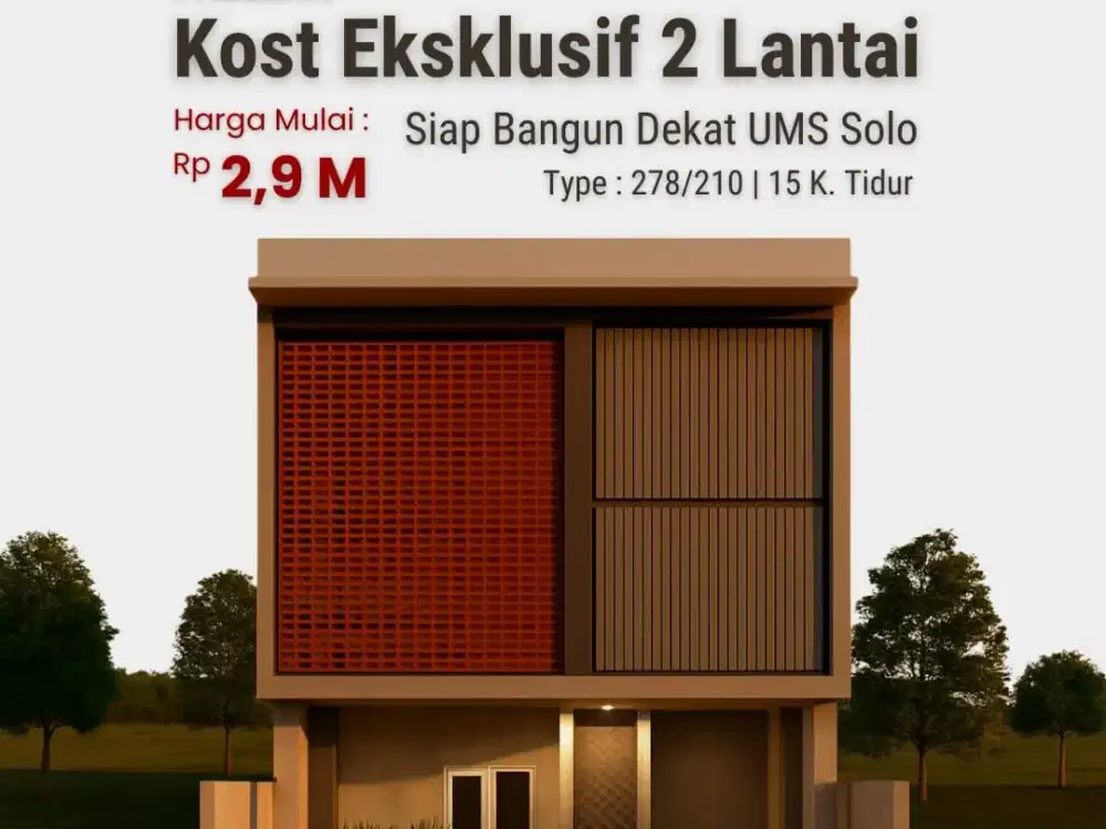 Area UMS Solo, Kost Premium di Pabelan: Pesan Bangun, 2,9 Milyar