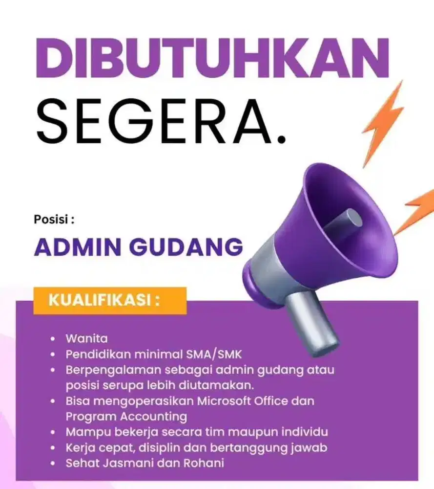 Lowongan Administrasi Accounting