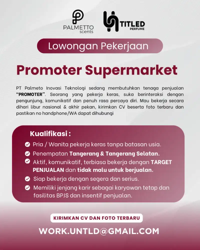 Butuh Cepat SPG dan SPB Untuk Wilayah Bintaro dan Sekitarnya