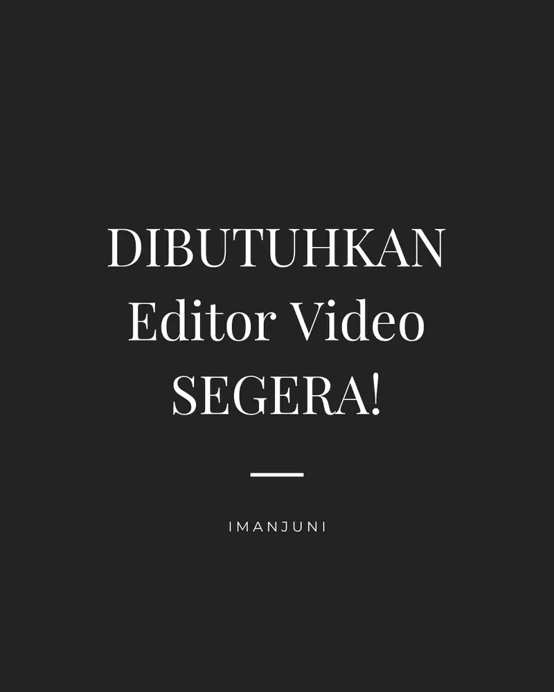 Lowongan Kerja Editor Video