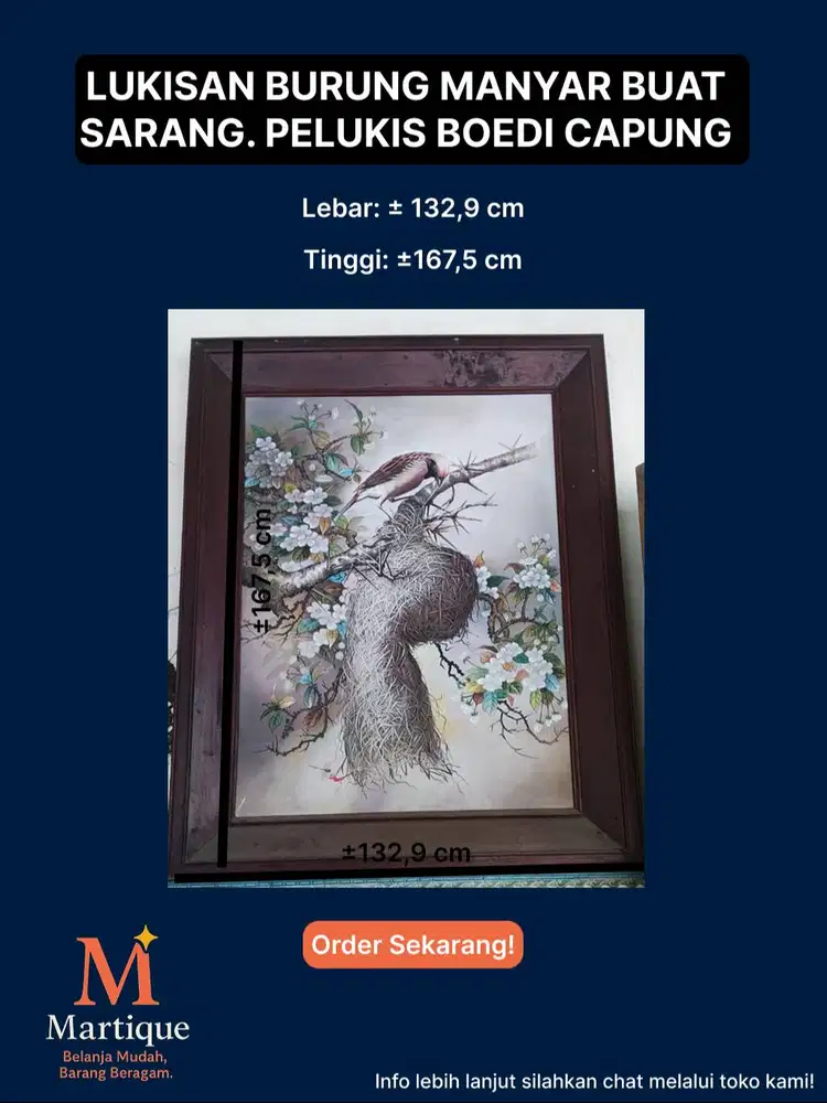 LUKISAN BURUNG MANYAR BUAT SARANG, PELUKIS BUDI CAPUNG