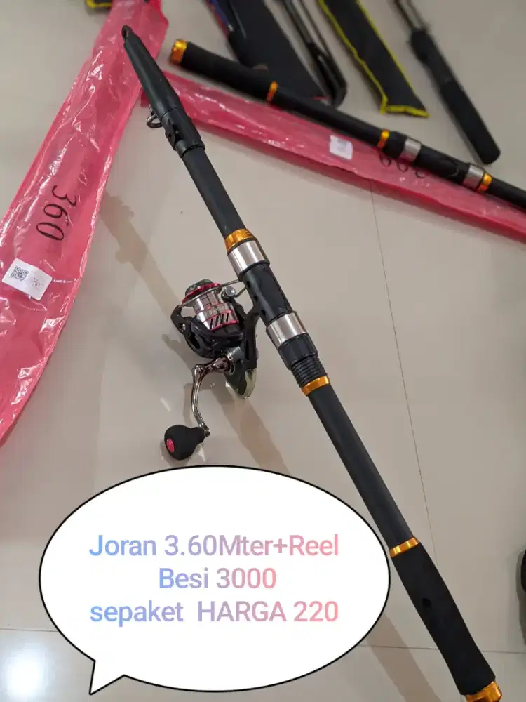Joran Pancing 3.60 Meter + Reel besi 3000 BARU