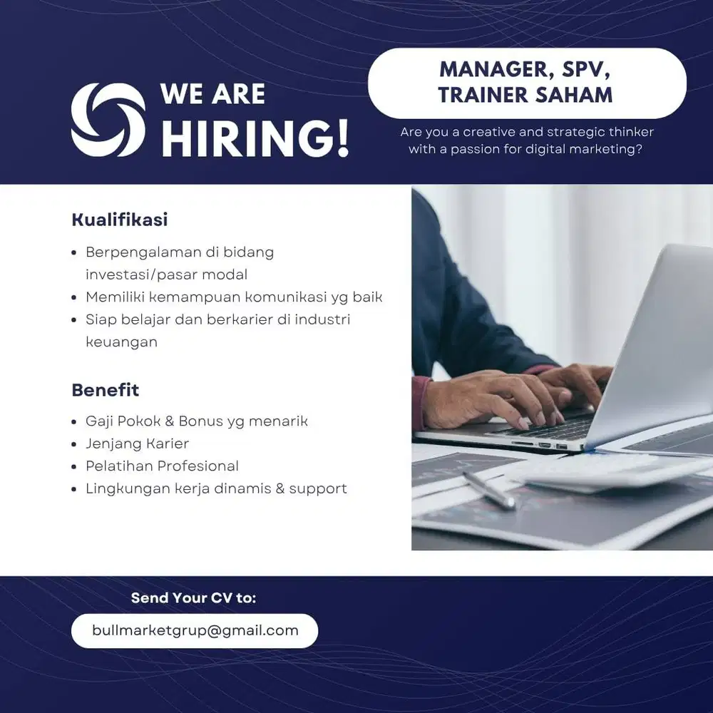 DIBUTUHKAN CEPAT MANAGER, SPV, TRAINER SAHAM
