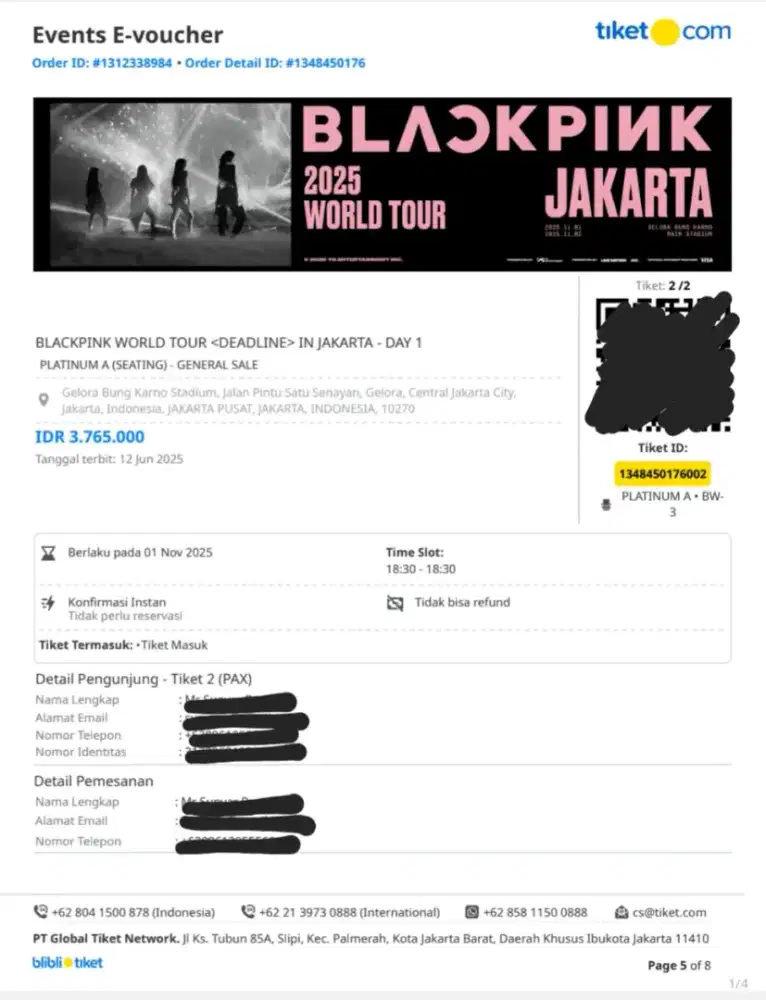 Tiket blackpink platinum A
