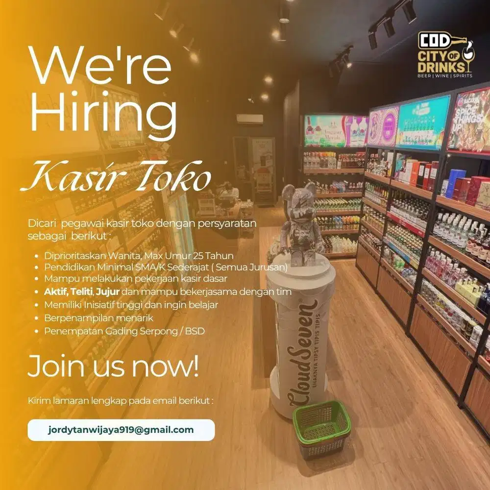 Dicari Kasir Toko Retail ( Greenlake )
