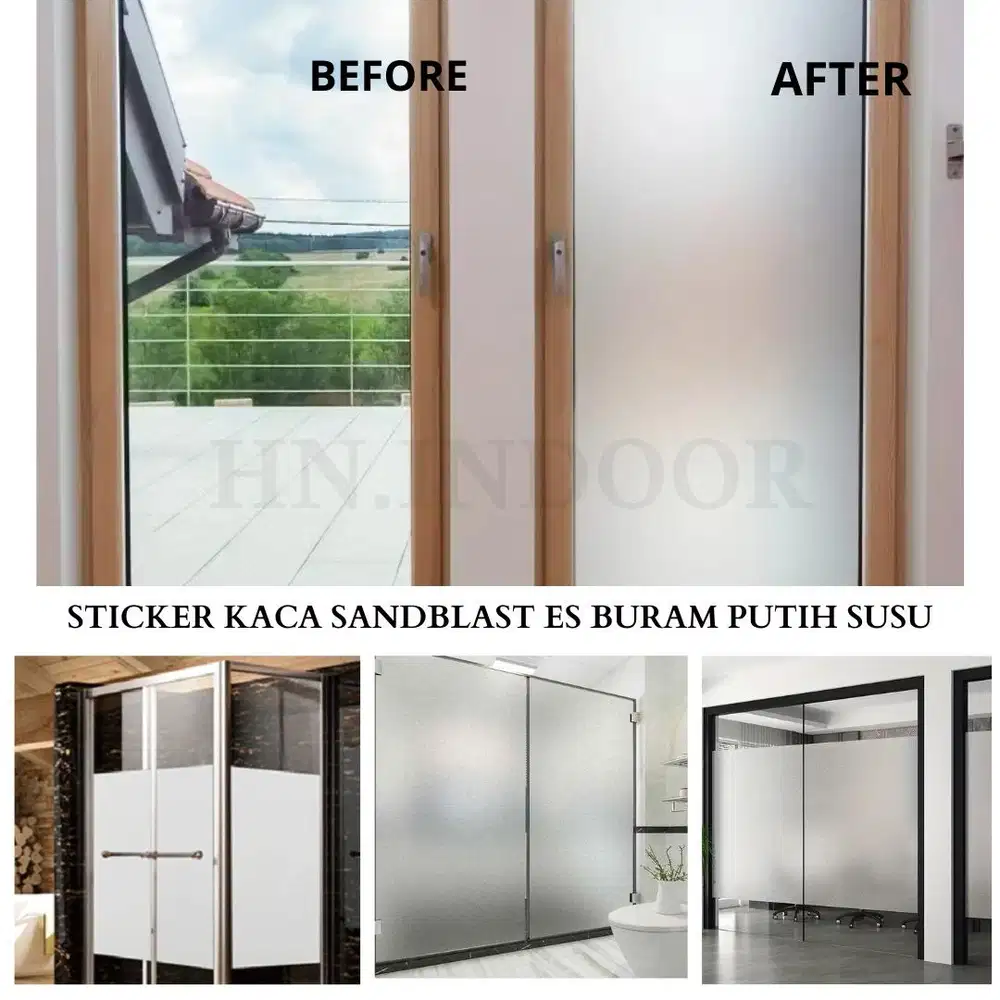 Sticker Kaca Sandblast Es Polos Buram Kaca Jendela Rumah