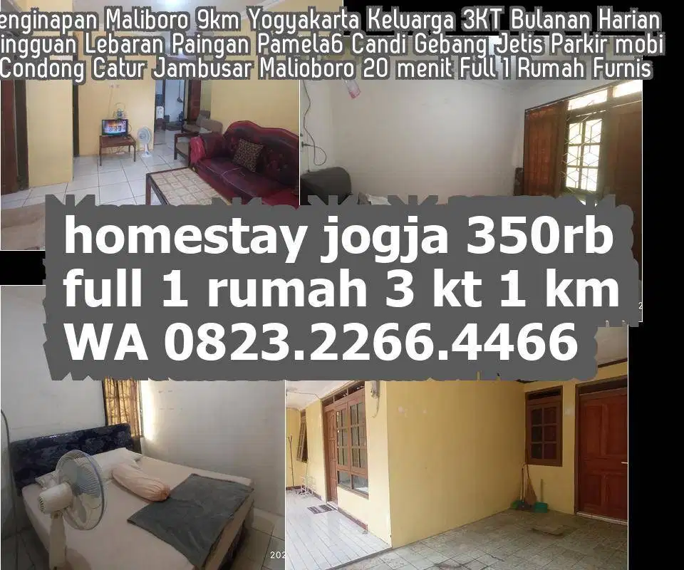 Family Homestay Rumah Yogyakarta Bulanan Mingguan Harian Murah Rumaha