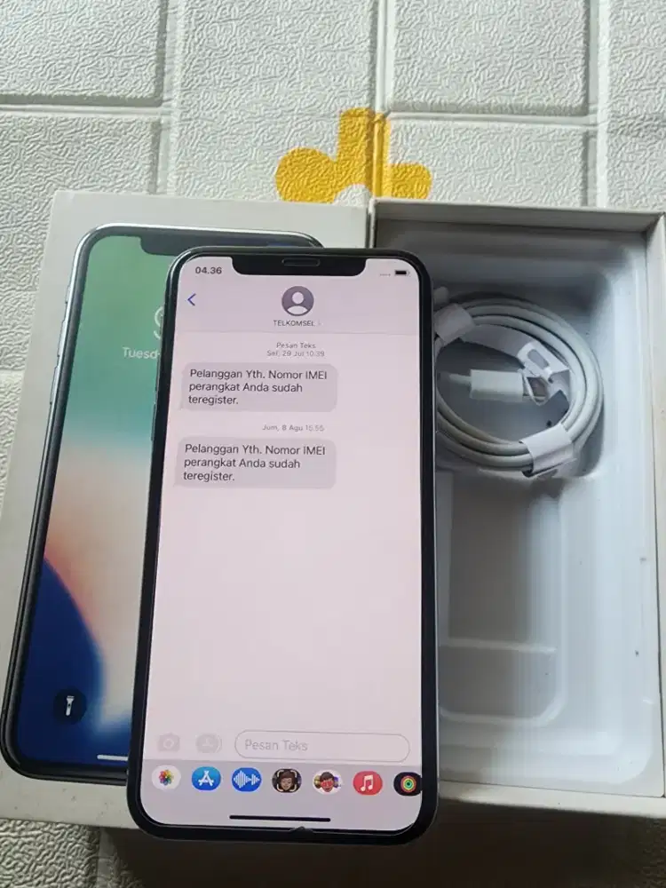Iphone x 256gb ex inter warna silver imei regist