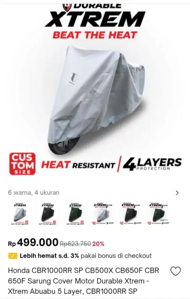 Cover motor 4 layer Ex pemakaian cbr 600 no minus agak kotor aja