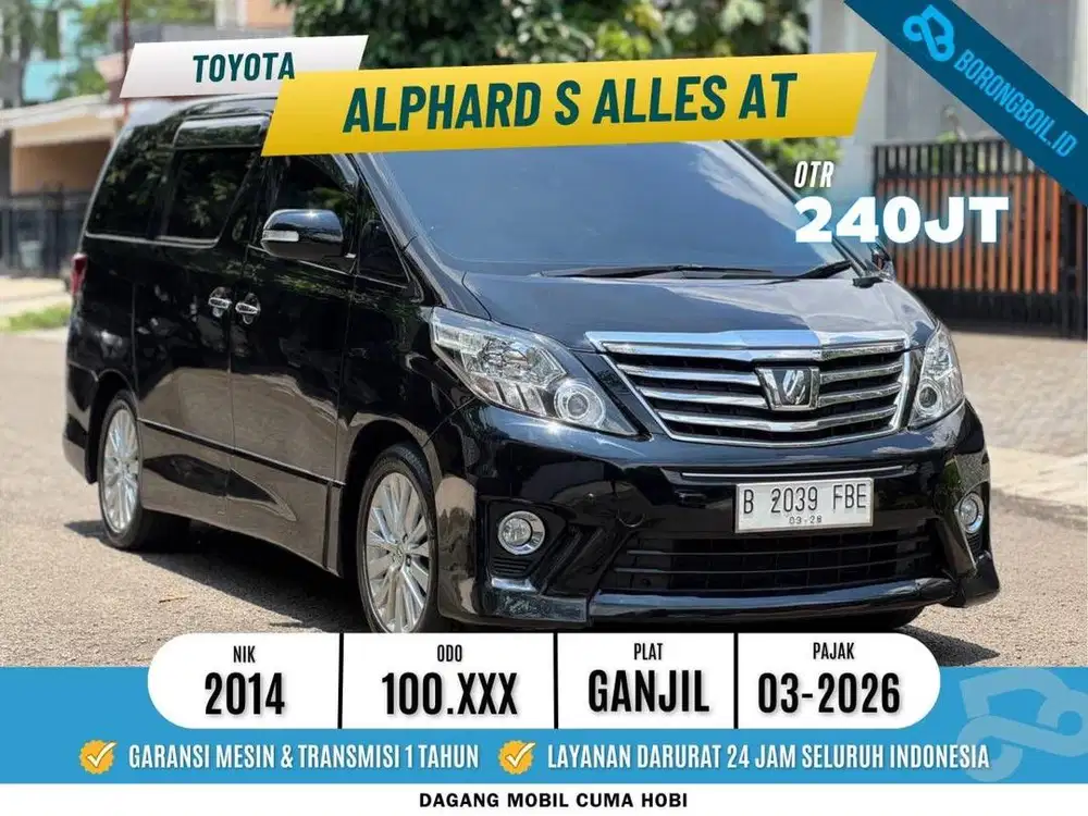 TOYOTA ALPHARD S ALLES AT 2014 HITAM ISTIMEWA TERMURAH PAJAK PANJANG