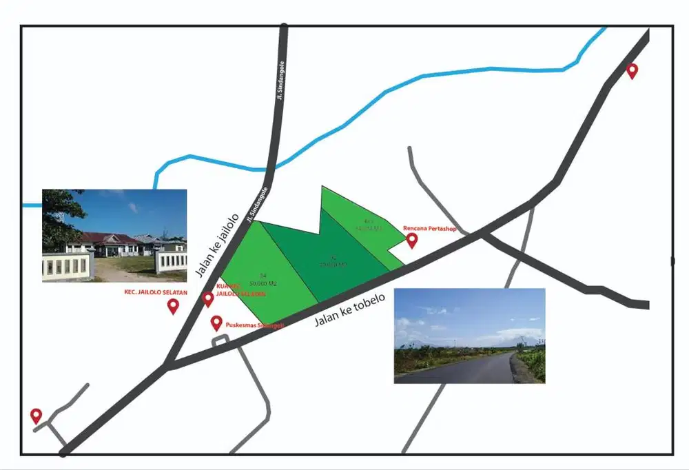 DIJUAL TANAH STRATEGIS DI LINTAS TOBELO, SIDANGOLI – JAILOLO SELATAN,