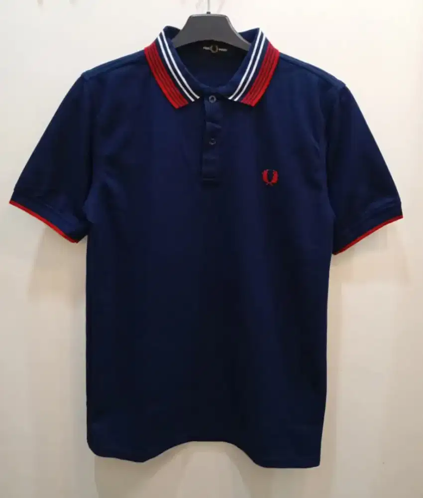 FRED PERRY COLLAR RED WHITE  NAVY POLO SHIRT
