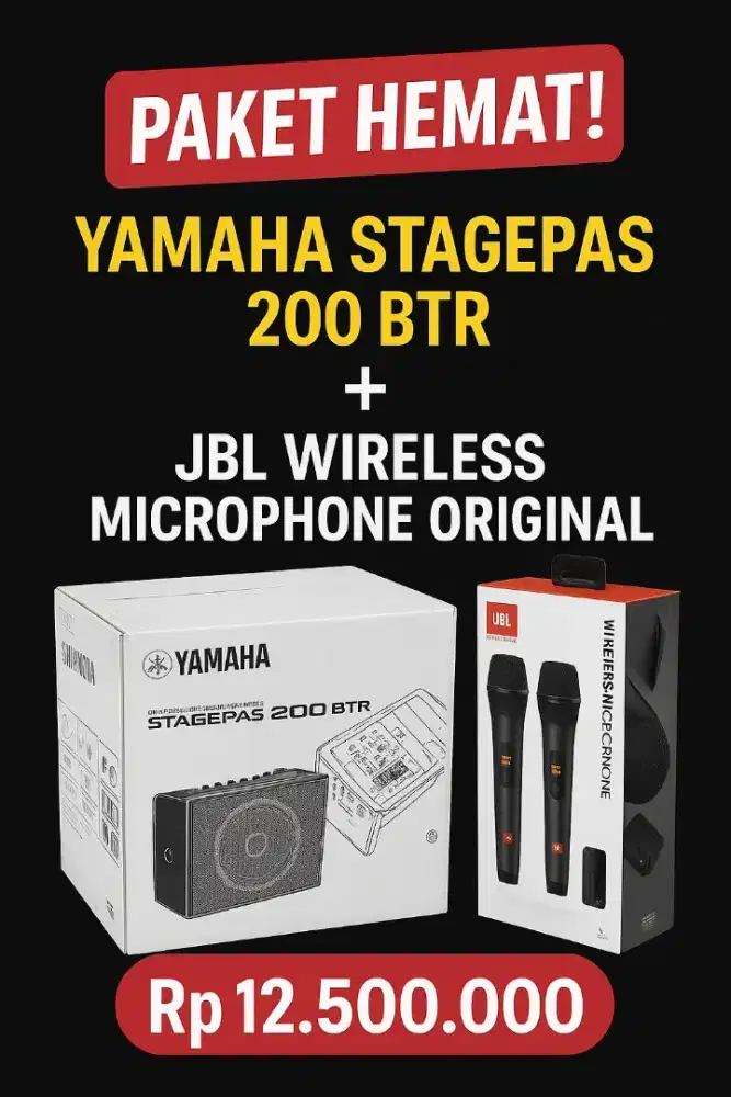 YAMAHA StagePas 200 BTR + JBL Wireless Microphone Original