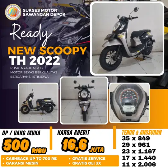 PROMO CASH KREDIT DP 500 HONDA NEW SCOOPY TH 2022 MULUS BERGARANSI