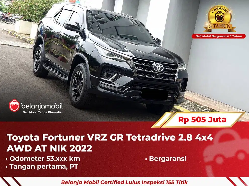 [ GARANSI 5TH ] Toyota Fortuner VRZ GR Tetradrive 2.8 AWD AT 2022 2023