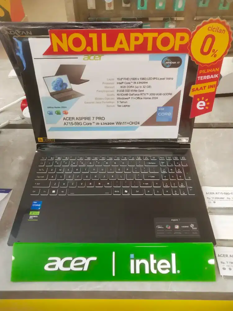 Laptop Gaming ACER ASPIRE 7 PRO RTX 3050 6GB, Bisa Cicilan Pakai HCI