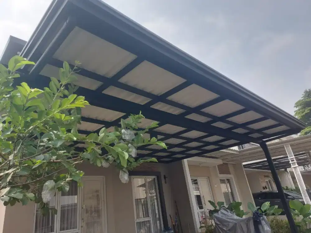 Kanopi atap Alderon RS plus talang Saluran Air model Propil