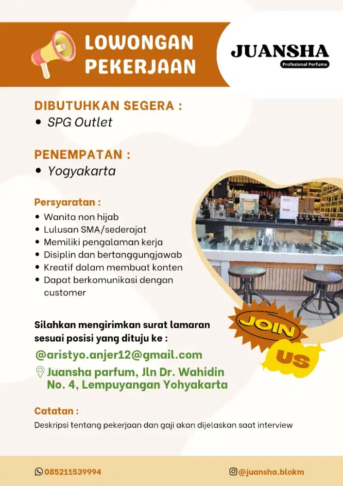 Dibutuhkan SPG store