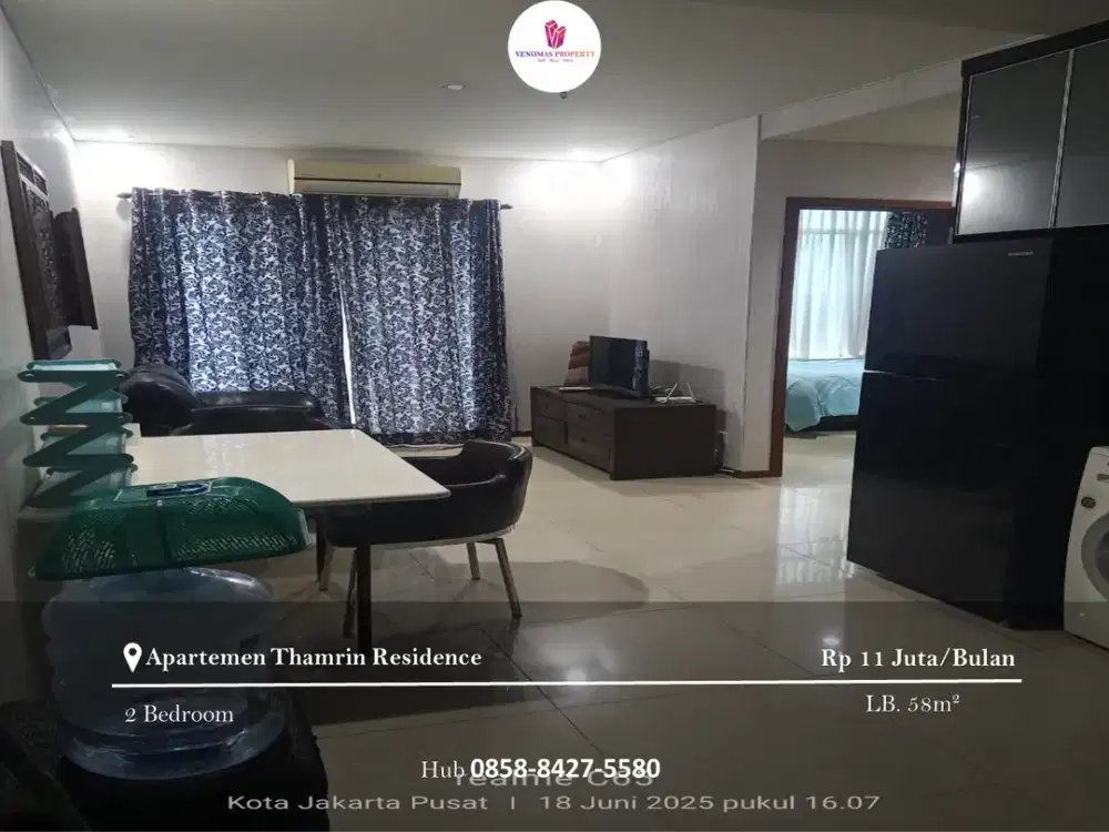 Disewakan Apartement Thamrin Residence 2BR Full Furnished Tower D