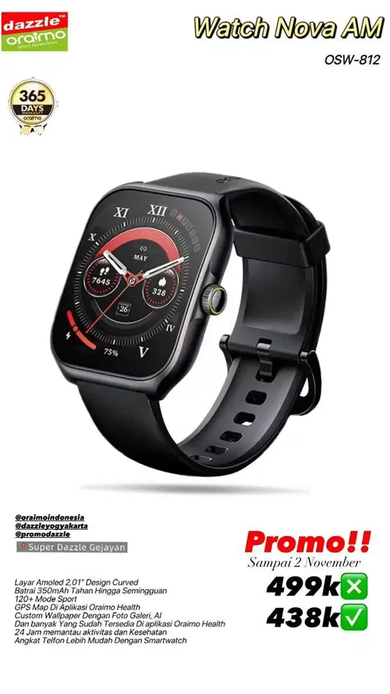 Smartwatch Amoled Oraimo Watch Nova AM OSW-812