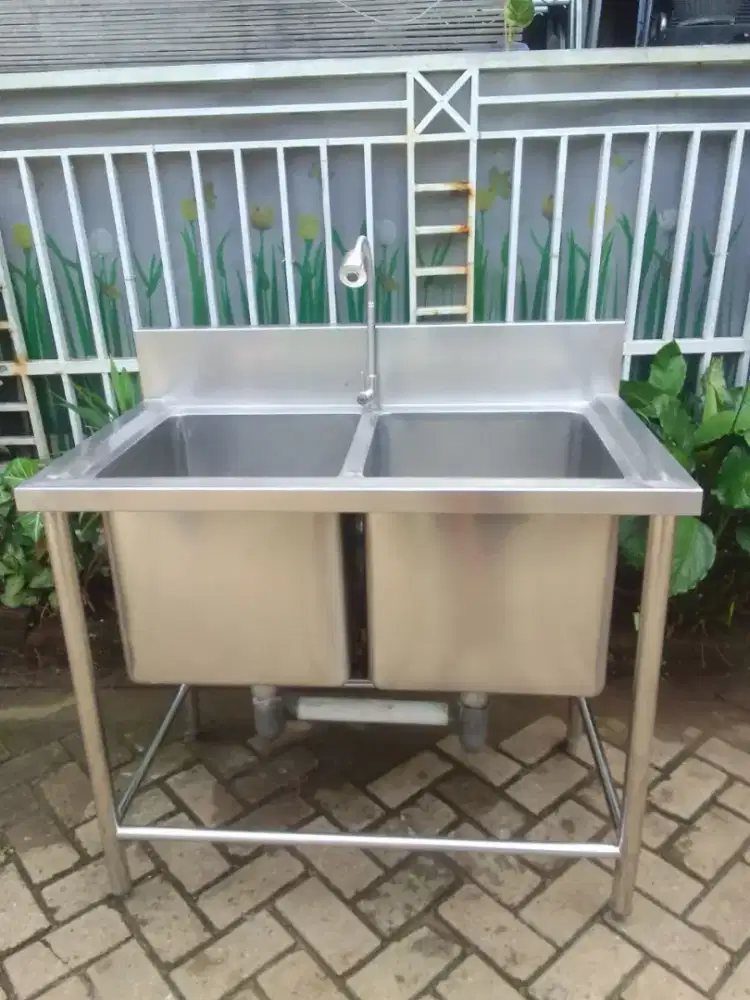 Doble sink ukuran 100x60x85 diameter sink 40x40x40