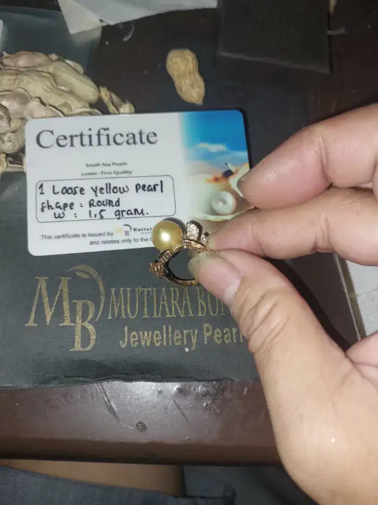 Murah aja cincin cantik mutiara air laut asli ada memo sertifikat