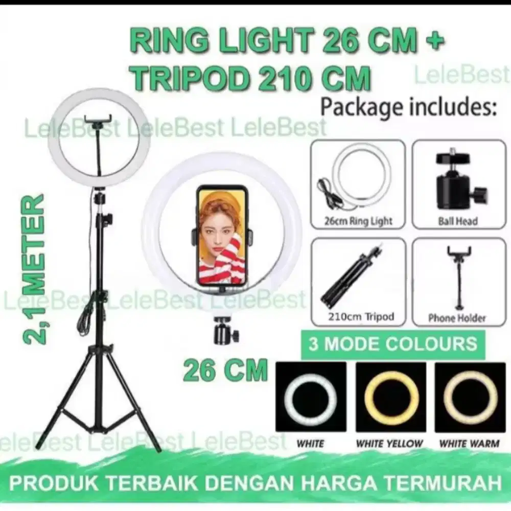 Jual Ring Light 26cm + Tripod  210cm