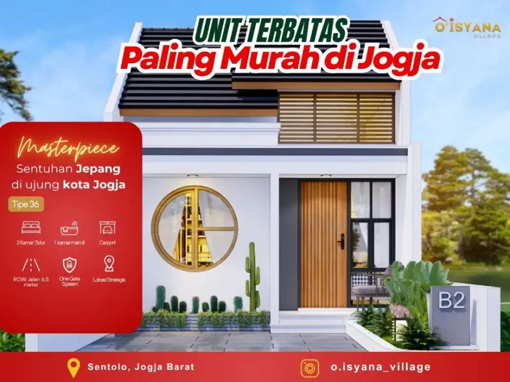 Rumah Gaya Jepang Jogja Barat Minimalis di Sentolo