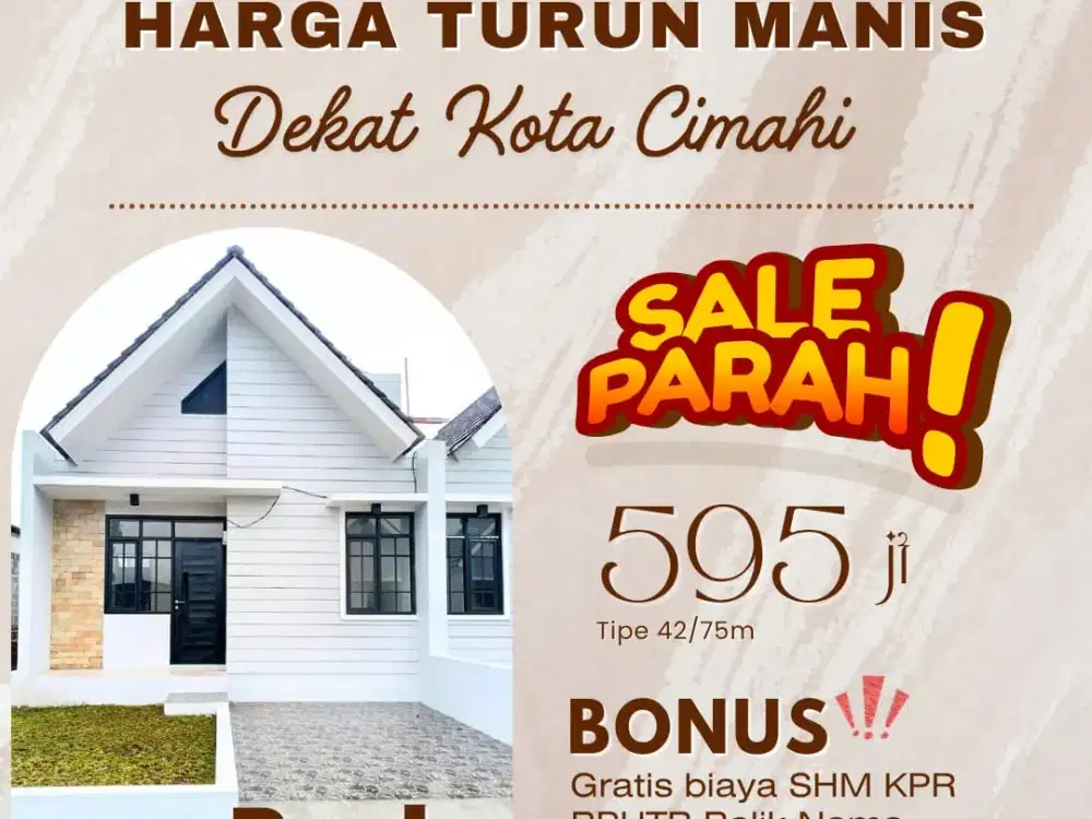 Beli Rumah Bonus Kanopi Juga Gratis Biaya Legalitas Permana Cimahi