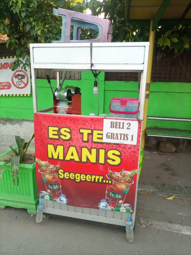 1 set perlengkapan gerobak es teh