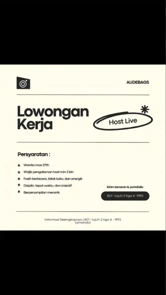 HOST LIVE FULL TIME & FREELANCE