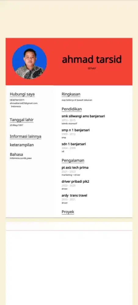 Cari kerja supir pribadi