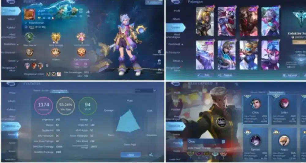 Jual akun MLBB skin mantap²