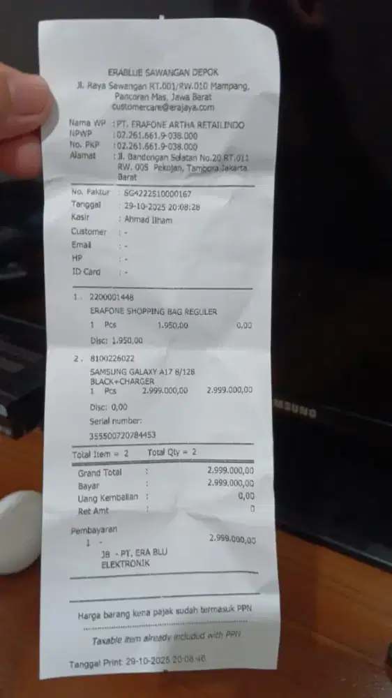 samsung a17 resmi like new baru sehari