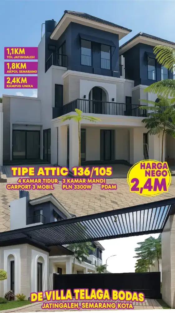 DI JUAL RUMAH BARU 3 LANTAI MEWAH DI TLAGABODAS DEKAT AKPOL