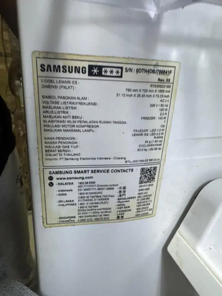 Kulkas Samsung RT53K6231BS 2 Pintu 500L - Kondisi Bagus, Siap Pakai