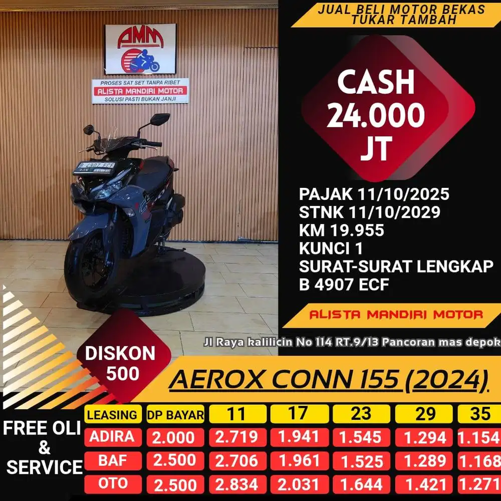 YAMAHA AEROX CONN 155 TH 2024 PLAT DEPOK CASH / KREDIT/ TT