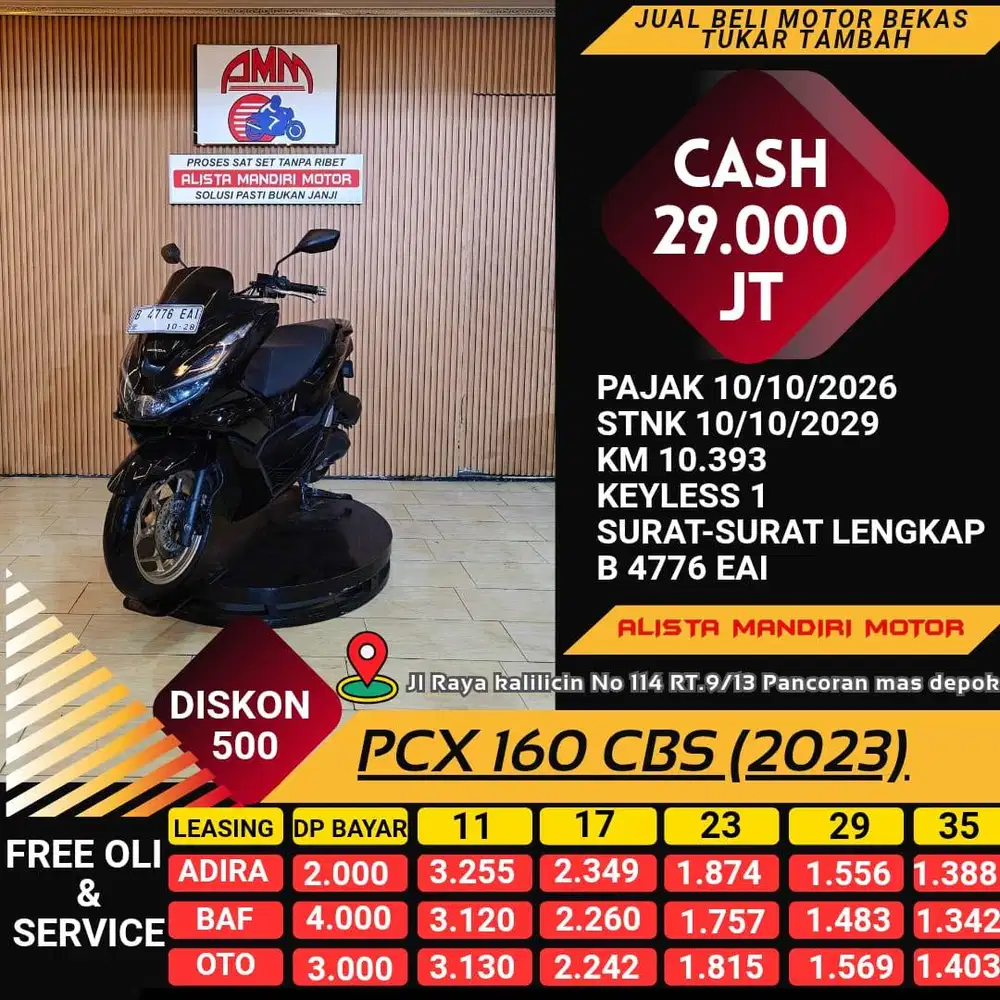 HONDA PCX 160 CBS TH 2023 PAJAK ON KM LOW BODY MULUSS GRESS
