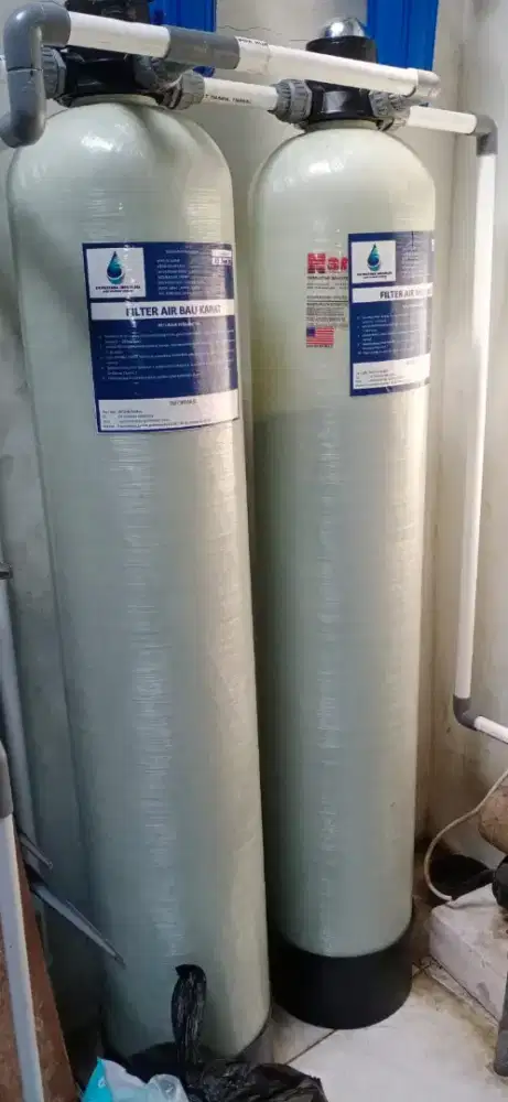Jual filter air 2 tabung lengkap dgn Valve, free spon 4 pcs & kaporit