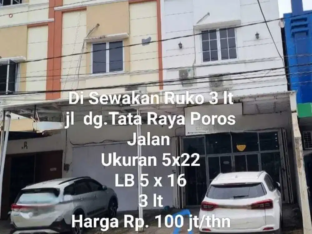 Disewakan Ruko 3 lantai di Jl. Dg Tata Raya Makassar